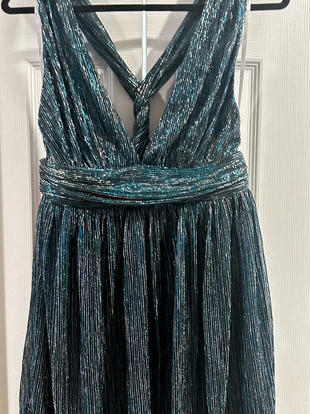 Lulu's Teal Metallic Mini Dress